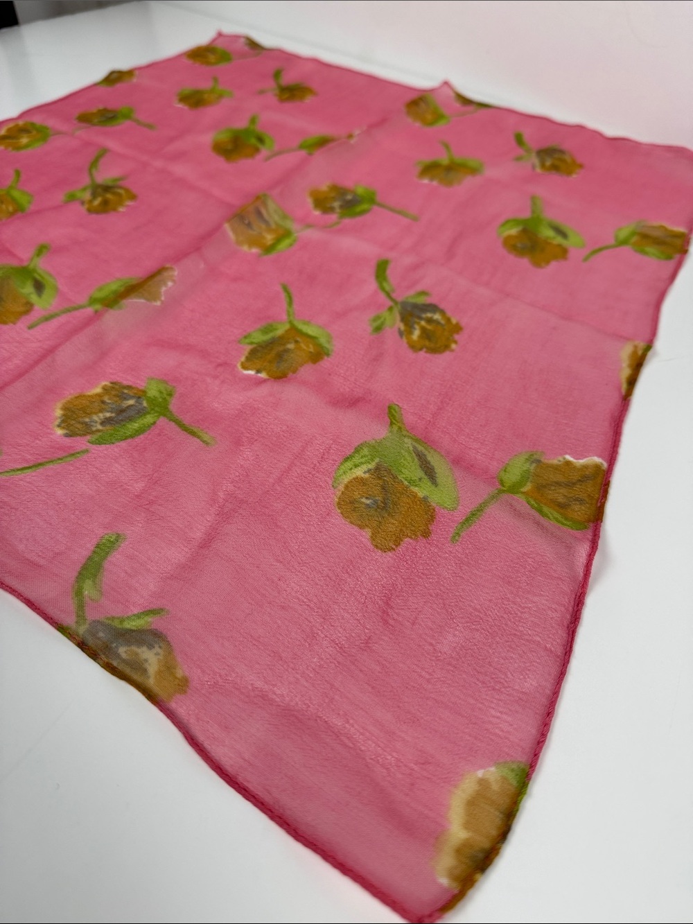 Pink Floral Sheer Scarf - Women Accessories